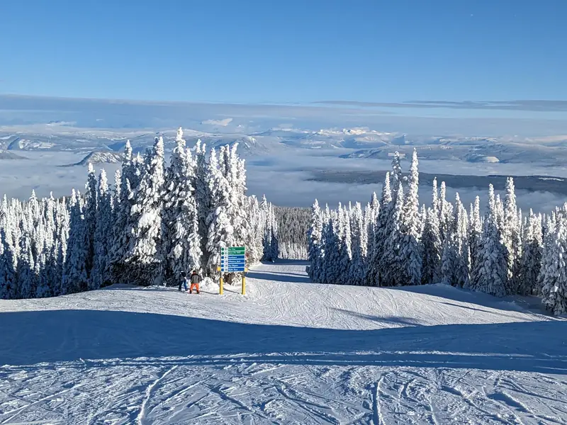 A bluebird day at SilverStar Mountain Resort, inside the Vernon census agglomeration